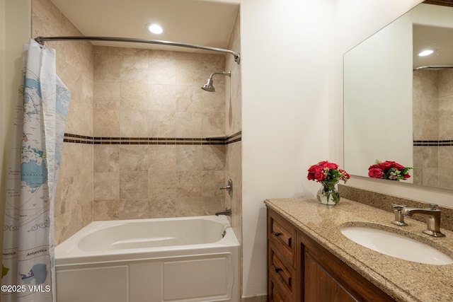 185 Forest Rd Unit A, Vail, CO 81657 - bathroom with shower / tub combo, vanity, and recessed lighting