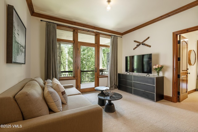 185 Forest Rd Unit A, Vail, CO 81657 - carpeted living room with crown molding