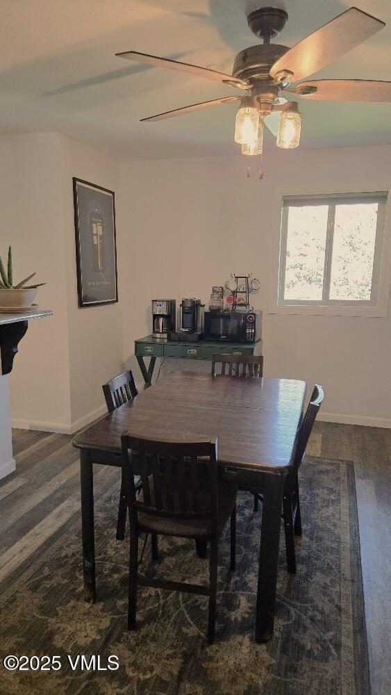 600 Price Ln Unit 6, Gypsum, CO 81637 - dining space featuring a ceiling fan and baseboards
