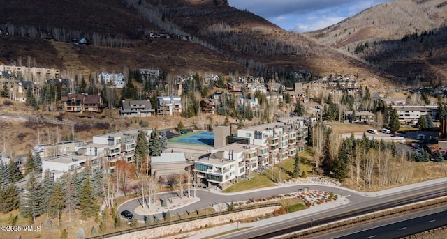 drone / aerial view with a mountain view