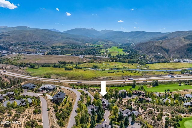 aerial view with a mountain view