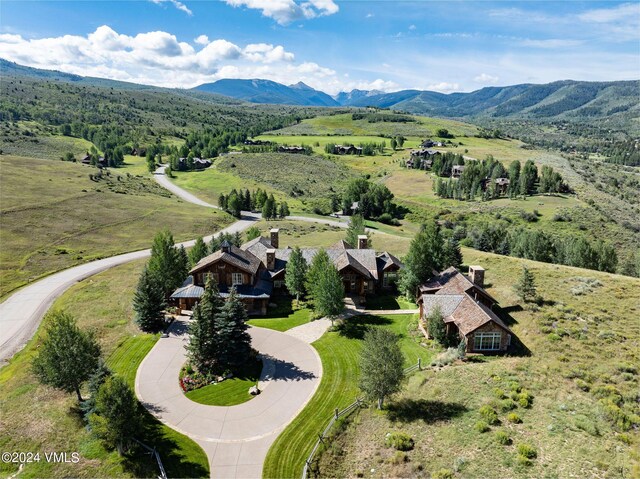 drone / aerial view with a mountain view