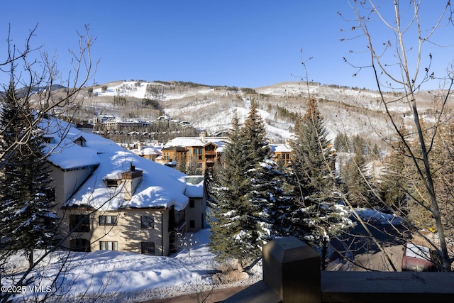 exterior space featuring a mountain view