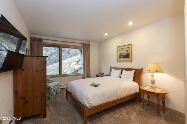 111 Scott Hill Rd Unit 17, Beaver Creek, CO 81620 - carpeted bedroom with a baseboard radiator, recessed lighting, and baseboards