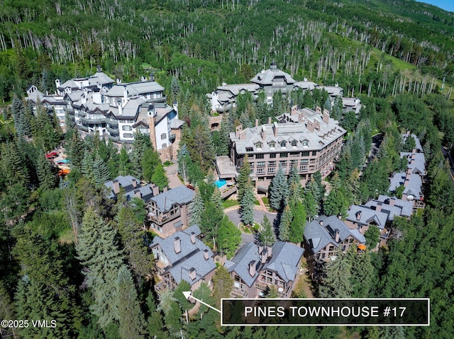 111 Scott Hill Rd Unit 17, Beaver Creek, CO 81620 - aerial view of property and surrounding area with a forest