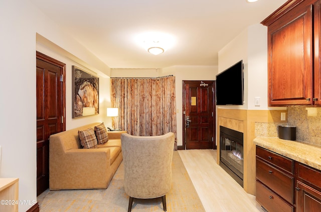 living room featuring light wood-type flooring