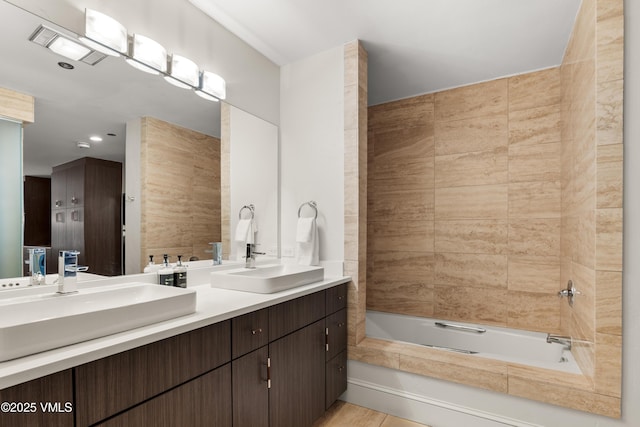311 Offerson Rd Unit 223, Beaver Creek, CO 81620 - full bath featuring double vanity, shower / washtub combination, and recessed lighting
