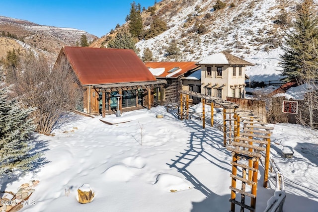 exterior space with a mountain view