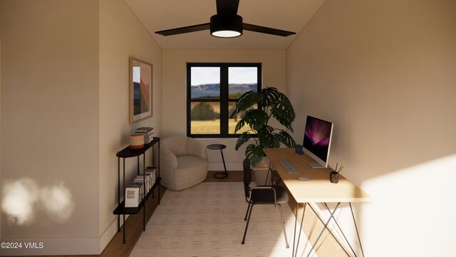 home office featuring ceiling fan