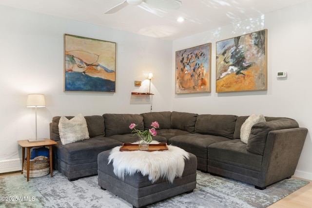 2783 Kinnikinnick Rd Unit 7, Vail, CO 81657 - living area with wood finished floors and a ceiling fan