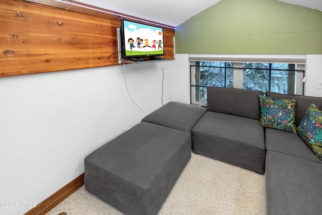 2832 Kinnickinnick Rd Unit 4, Vail, CO 81657 - living area featuring vaulted ceiling and baseboards