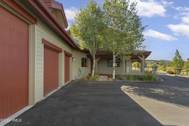 exterior space featuring a garage