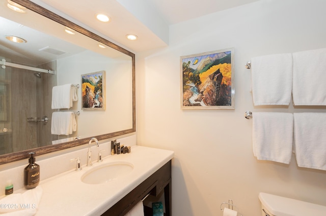 26 Avondale Ln Unit 114-H, Beaver Creek, CO 81620 - full bathroom featuring toilet, a shower, vanity, and recessed lighting
