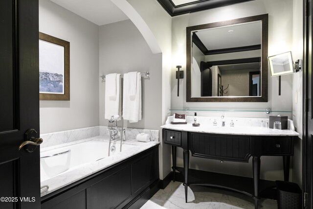 130 Daybreak Rdg Unit 732, Avon, CO 81620 - full bathroom featuring marble finish floors, a bath, and vanity