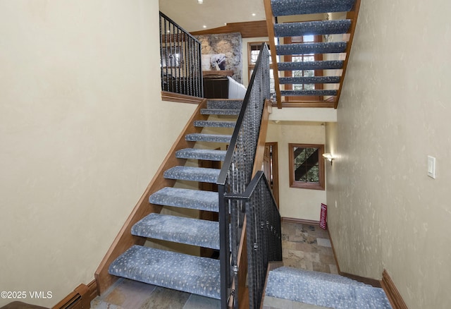 1120 Village Rd Unit 7, Beaver Creek, CO 81620 - stairs with stone tile floors and baseboards