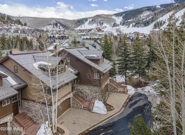 1120 Village Rd Unit 7, Beaver Creek, CO 81620 - snowy aerial view featuring a mountain view