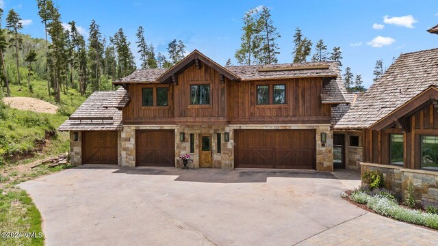 view of front of property with a garage