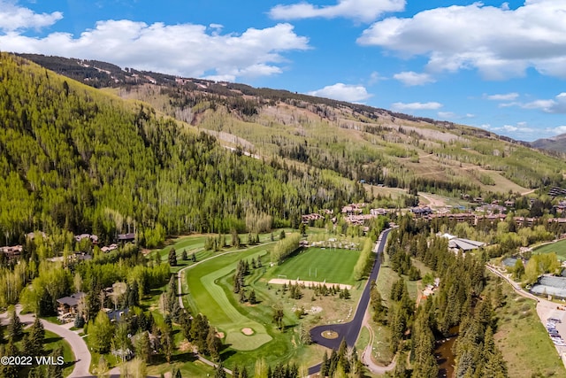 drone / aerial view with a mountain view