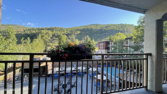 balcony with a mountain view