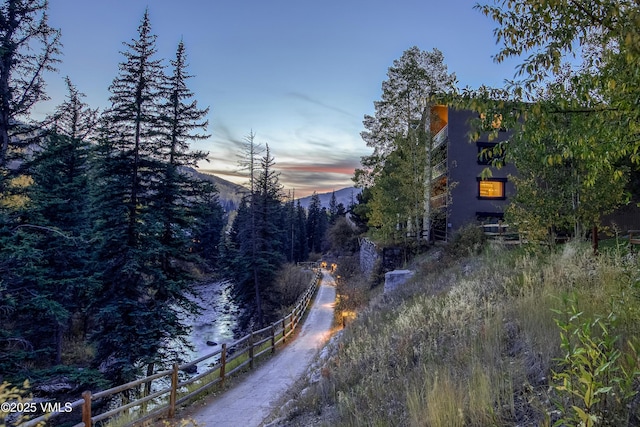 exterior space with a mountain view