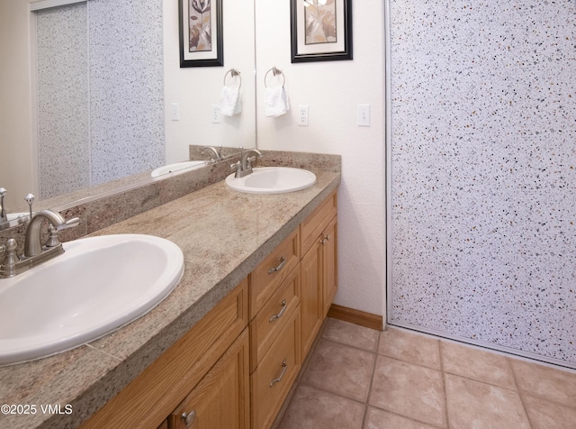 1082 W Wildwood Rd Unit C, Avon, CO 81620 - full bath with double vanity, a shower, and tile patterned floors