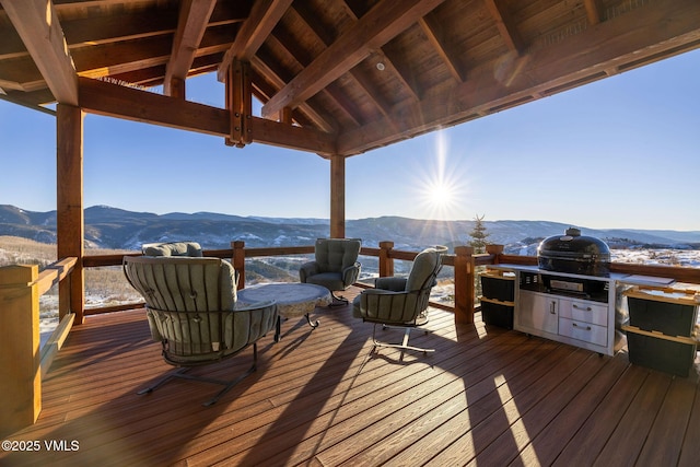 96 Pikes Way, Edwards, CO 81632 - deck featuring a mountain view and area for grilling
