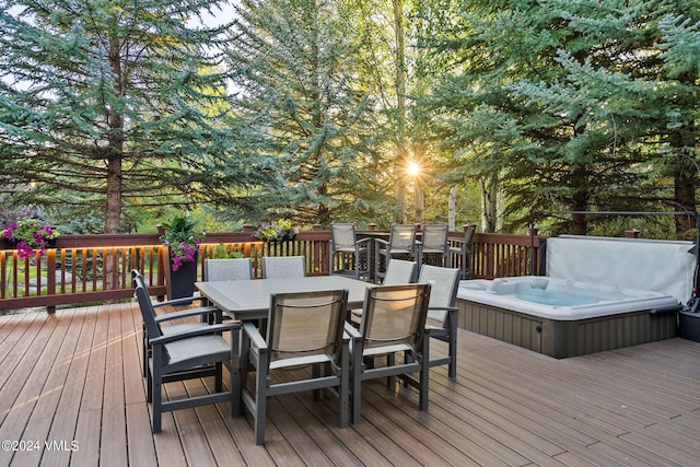 57 Mccoy Creek Dr Unit A, Edwards, CO 81632 - deck featuring a covered hot tub and outdoor dining area