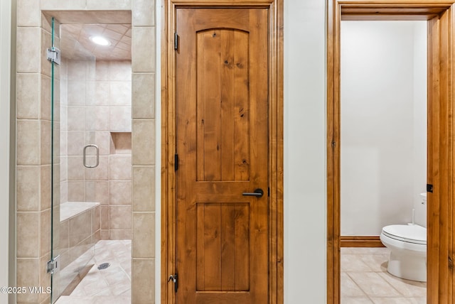 196 Spring Creek Ln, Edwards, CO 81632 - full bathroom featuring a stall shower, tile patterned floors, a closet, and recessed lighting
