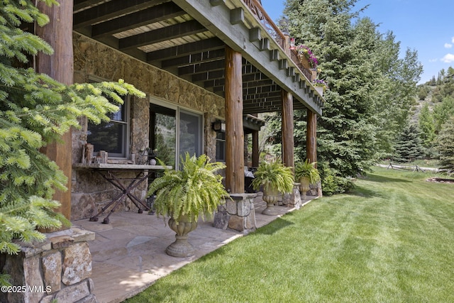 1416 Red Draw, Edwards, CO 81632 - view of green lawn featuring a patio and stairway