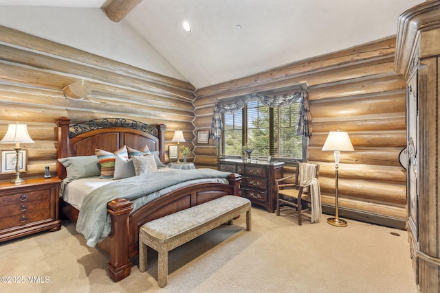 1416 Red Draw, Edwards, CO 81632 - bedroom featuring light colored carpet, rustic walls, and recessed lighting