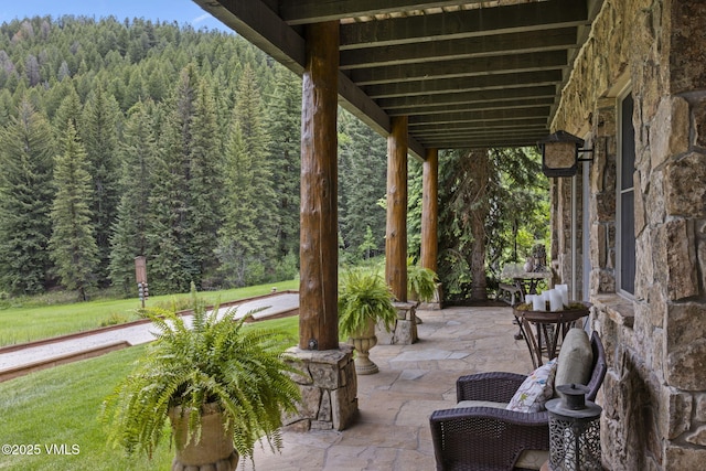 1416 Red Draw, Edwards, CO 81632 - view of patio / terrace with a view of trees
