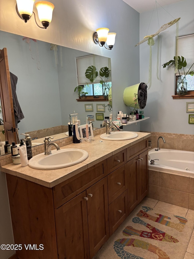 40 Bunker Way, Eagle, CO 81631 - full bathroom with double vanity, a whirlpool tub, and tile patterned flooring