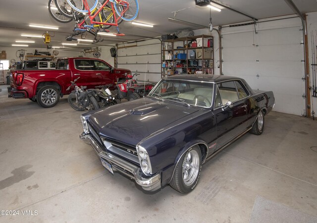 garage with a garage door opener