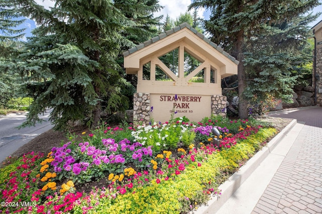 view of community sign