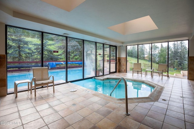 community pool with a skylight