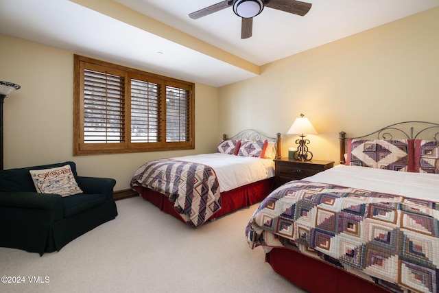 bedroom with carpet flooring and a ceiling fan