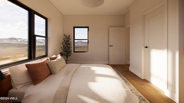 bedroom featuring light hardwood / wood-style flooring