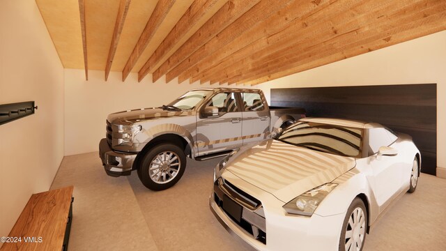 garage with wood ceiling