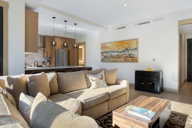 living room featuring light hardwood / wood-style floors