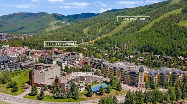 710 W Lionshead Cir Unit 501, Vail, CO 81657 - drone / aerial view of a mountain backdrop and a heavily wooded area