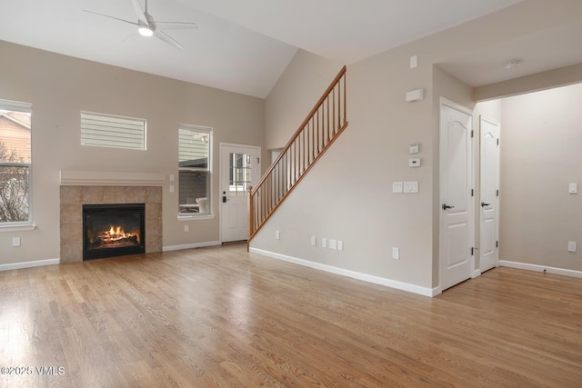 260 Longview Ave, Eagle, CO 81631 - unfurnished living room with baseboards, a wealth of natural light, light wood-type flooring, and a ceiling fan