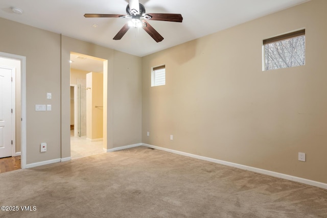 260 Longview Ave, Eagle, CO 81631 - unfurnished bedroom featuring light carpet, baseboards, ensuite bathroom, and ceiling fan