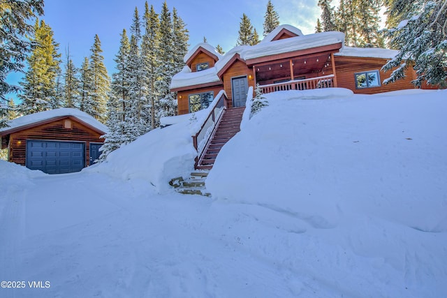 cabin with a garage