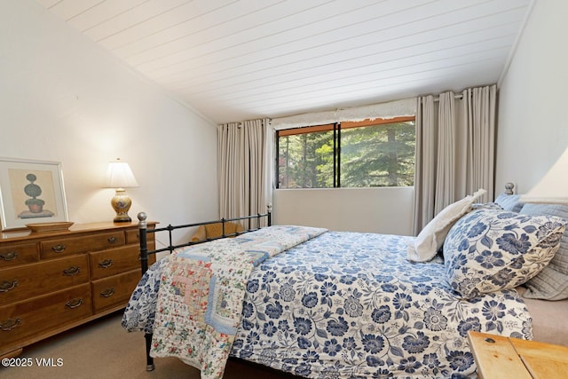 4506 Spruce Way Unit 2, Vail, CO 81657 - carpeted bedroom with wooden ceiling and vaulted ceiling