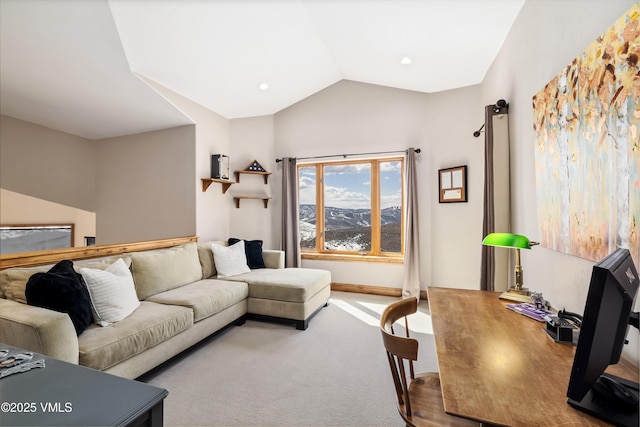 2960 June Creek Trl Unit A, Avon, CO 81620 - living area featuring lofted ceiling and recessed lighting