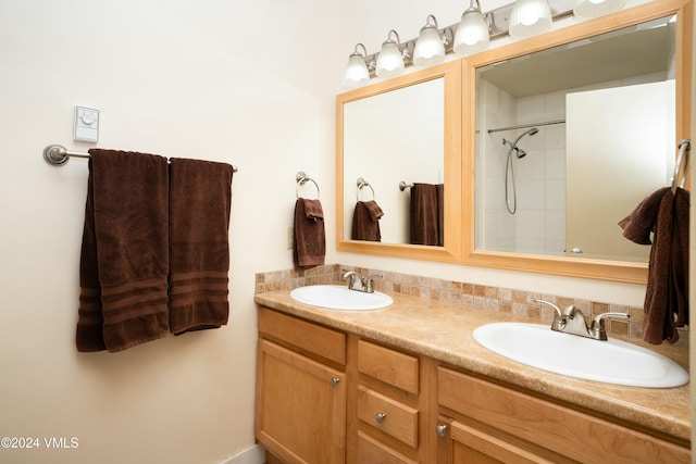 bathroom featuring vanity and walk in shower