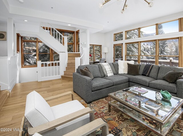 living room featuring light hardwood / wood-style floors