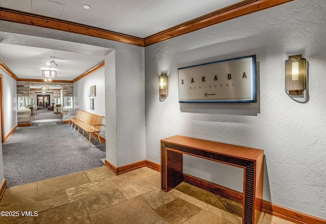 corridor with crown molding