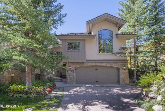 view of front of house with a garage