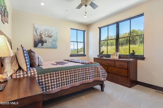 620 Jouflas Ranch Rd, Wolcott, CO 81655 - bedroom with recessed lighting, ceiling fan, and light carpet